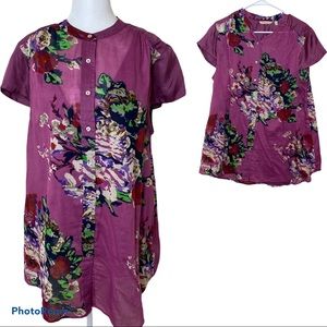 Soft Surroundings Purple Bouquet of Roses Tunic